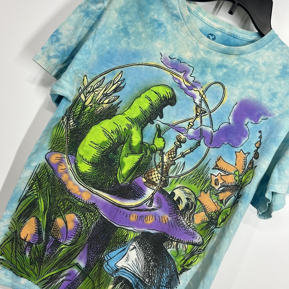 Liquid Blue Alice in Wonderland Tie Dye T Shirt Mens M Hookah Caterpillar SS EUC